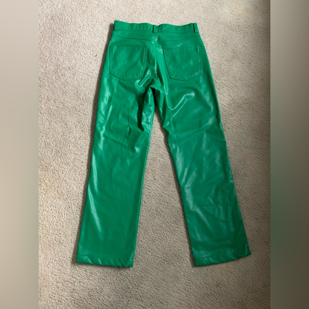 Green leather pants from Zara.